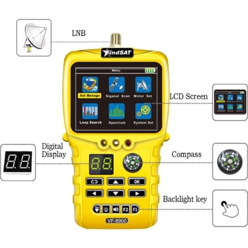 VF-8900 Satellite Finder Meter For Satellite Receiver DVB S2/DVB Satfinder With Compass sat Finder