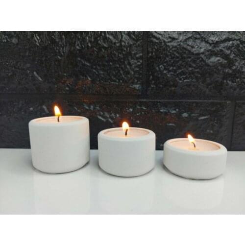 Concstock Concrete candle Holder 3'lü Set Round-White candle and candlestick свеча и подсвечник vela y candelero
