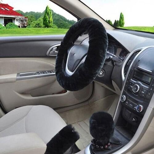 1 Set imitation wool automobile steering wheel cover 3 piece handle cover universal type