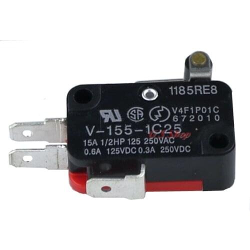 10pcs V-155-1C25 Long Hinge Roller Lever AC DC Micro Switch