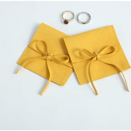 10pcs Yellow Microfiber Jewelry Bag Organizer Custom Earring Display Small Pouches For Rings Necklace Bracelet Packing Display