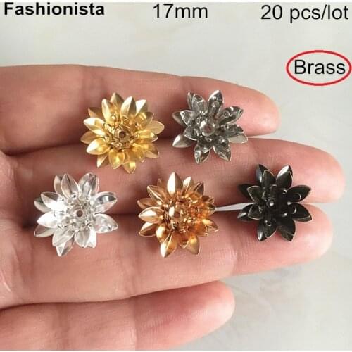 20 pcs-17mm Multi-layer Flower Bead Caps,8 Petal Brass Flower Bead Caps,Gold-color,Silver-color,Steel color,Bronze,For Jewel DIY