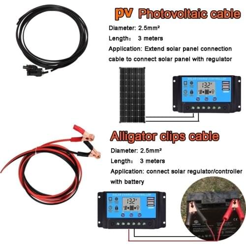 Solar panel accessories:6M solar cable(3M + 3M ), 12V / 24V solar controller, solar connector