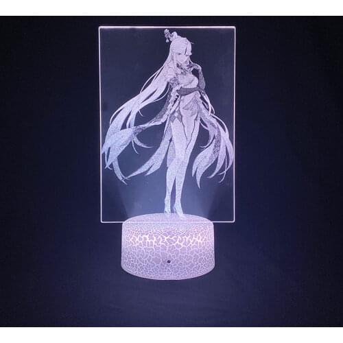 Genshin Impact Ningguang Anime 3D Lamp Hot Game Night Lights Girl Led Decor Bedroom Night Lamp Set Figma Kids Xmas Gift Lampara