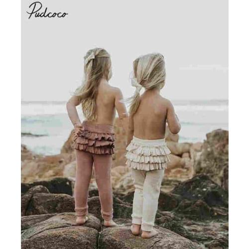 Pudcoco Ruffle Bottoms Pants 0-3T Kid Newborns Baby Girl Leggings Long Pants Cotton Elastic High Waist Trousers