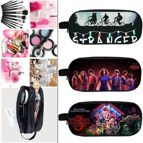 Stranger Things Season 3 Pencil Case Cosmetic Bags Women 3D Print School Supplies Stationery Case for Makeup Back To School Gift