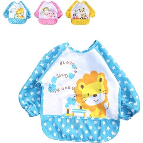 Baby Bib Long Sleeve Waterproof Feeding Bib Burp Clothing For Lunch Cartoon Animal Mouse Bear Bibs Babador Children Bib Burp
