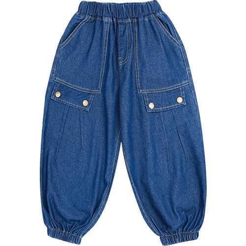 Jeans for Boys Teenage Children Jeans Elastic Waist Denim Cargo Long Pants Kids Trousers for Boy Kids Clothes 4-14Y