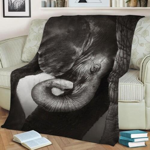 African Elephant Calf Flannel Throw Blanket 3D Printed Keep Warm Sofa Child Blanket Home Decor Textiles Dream Family Gift