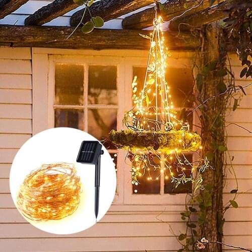 Solar Powered LED String Lights Fairy Garland Waterproof 20M 10M 5M Copper Wire for Christmas New Year Decoration Garden Lamp