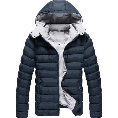 Winter Hot Selling Mens Thick Hooded Cotton-padded Clothes Korean-style Slim Fit Solid Color Plus-size Cotton-padded
