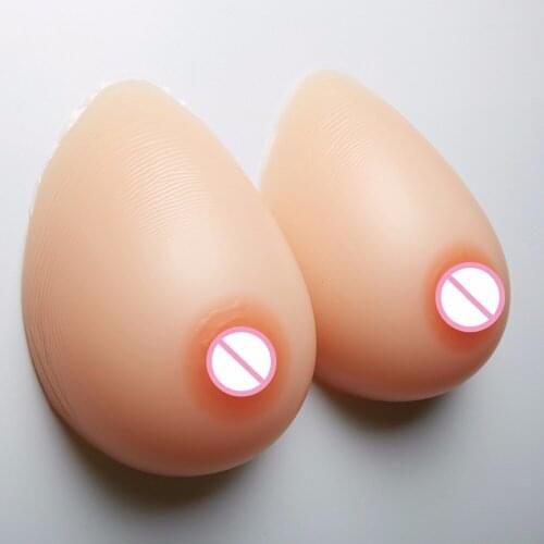 1000g/pair Shemale Drag Queen Boobs 36D/38C Fake Silicone Breast Forms Teardrop For Transgender Crossdresser Bust Enhancer