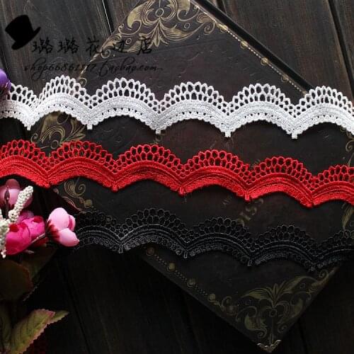 5Yard / Lot Exquisite water soluble white red black lace trim 4cm clothes wedding dress fabric diy veil accessories