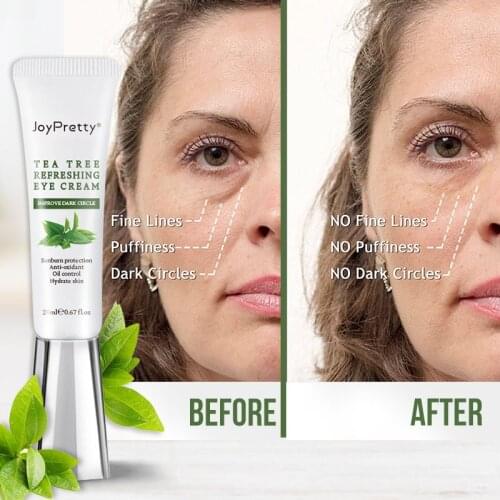 JoyPretty Tea Tree Anti Wrinkle Eye Cream Improve Dark Circles Eye Bags Fade Fat Particles Anti Puffiness Sagging Eye Skin Care