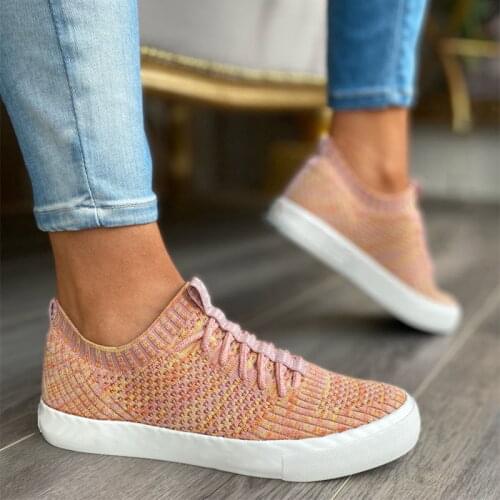Sneakers Womens Chunky Tennis Female Women New Vulcanized Shoes Breathable Versatile Women Shoes Lace-Up Flat Ladies Sneakers