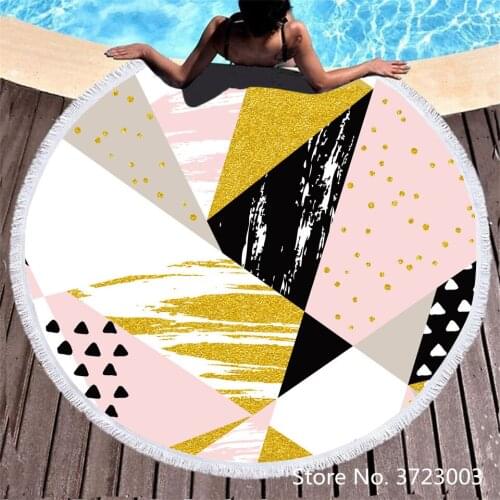 Marbled Print Round Beach Towel Microfiber Pool Bathroom Towel Outdoor Sport Picnic Blanket Yoga Mat With Tapestry For Adults