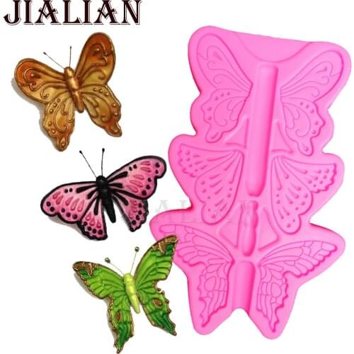 Lace Hollow Butterfly Fondant Silicone Cake Decorating Tools Silicone Baking Cake Molds Candy Clay Gumpaste Chocolate Mould T10