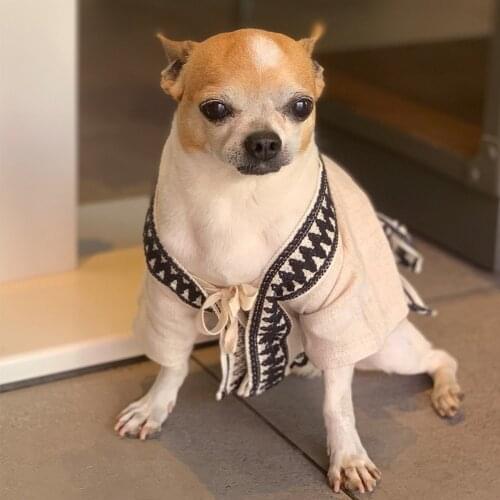 Summer Pet Dog Cool Linen Kimono Pajamas Clothes for Small Dogs Chihuahua Poodle Breathable Fashion Coat French Bulldog Costume