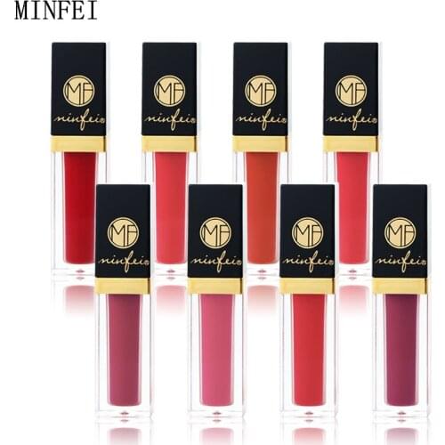 MINFEI 8 Colours New Matte Liquid Lipstick Makeup Set Cosmetic Moisturizing Velvet Lip Glaze Long Lasting Waterproof Lip Gloss
