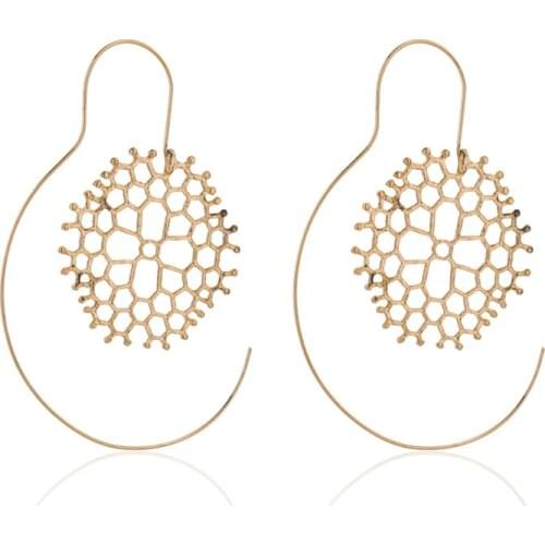 Fashion Hollow Flower Dangle Earrings For Women Girls Party Punk Hanging Round Ear Brincos 2021 Hip Hop Jewelry