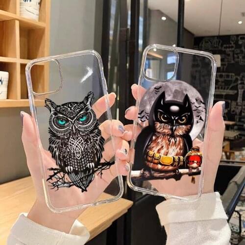 Animal Owl art cool cute Phone Case Transparent soft For iphone 5 5s 5c se 6 6s 7 8 11 12 plus mini x xs xr pro max