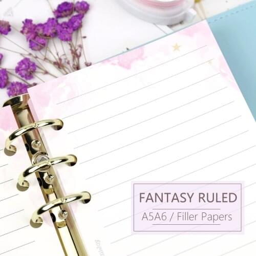 MyPretties Fantasy Ruled Refills A5 A6 Notebook Refill Papers for 6 Hole Binder Organizer Spiral Planner 40 Sheets Filler Papers
