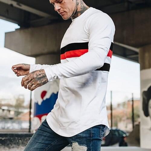 New Fashion Hip-Hop Tshirt Men Patchwork Slim Fit Long Sleeve T Shirt Men O-neck Casual T-Shirts Brand Streetwear Tops & Tees