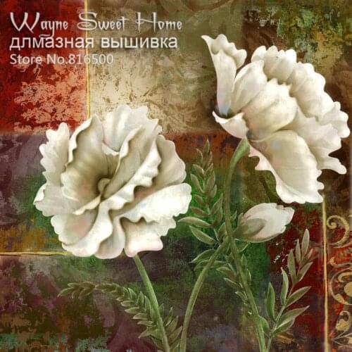 2016 New Arrival Full round Resin Drill DIY Diamond Painting Beautiful White Flower Needlework Set Of Embroidery Kits Mosaic