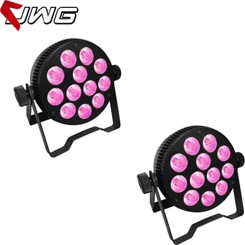 Wedding Event Lighting RGBWA+UV 12*18W Indoor DMX512 LED Flat Par Light DJ Uplighting 2pcs/lot