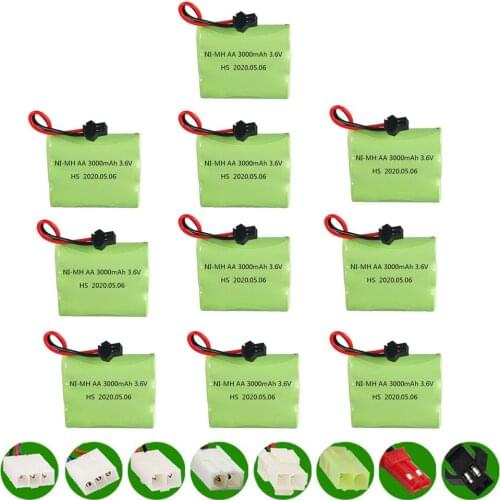 10PCS 3000mah 3.6V Rechargeable NI-MH Battery For Rc toys Car Tanks Trains Robots Guns Boats AA 3.6 v 2400mah NiMH Battery Pack