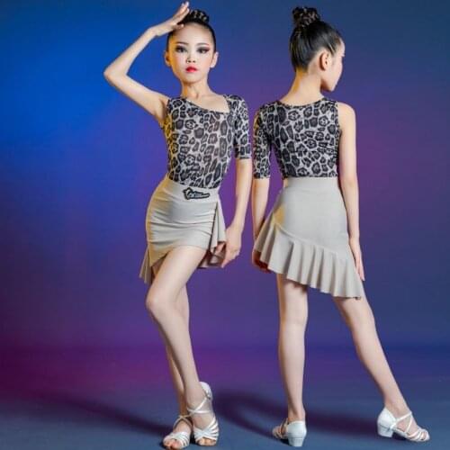 Latin Dance Dress for Girls Children 2pcs Leotards Skirts Suit Professional Performance Clothes Dance Wear