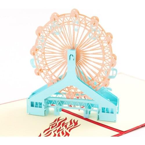 Ferris Wheel 3D Pop Up Greeting Cards Handmade Paper Carving Cut Post Card Birthday Christmas Valentine Day Decoration Gift