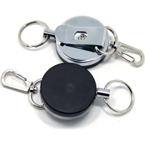 Black ABS Metal Retractable Key Chain Keys Reel Badge Holder