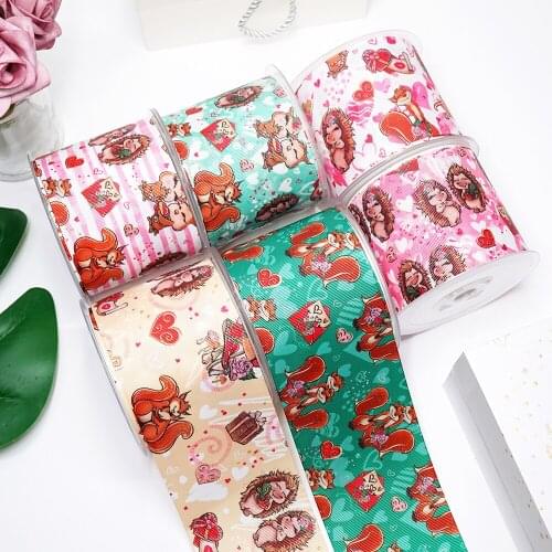 Christmas decorations Cartoon Printed Grosgrain Ribbon craft supplies gingham Ribbon 48077