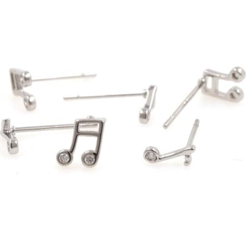 Cubic Zirconia Musical Note Earrings, Exquisite Silver Earrings, Earring Charm, Jewelry Accessories