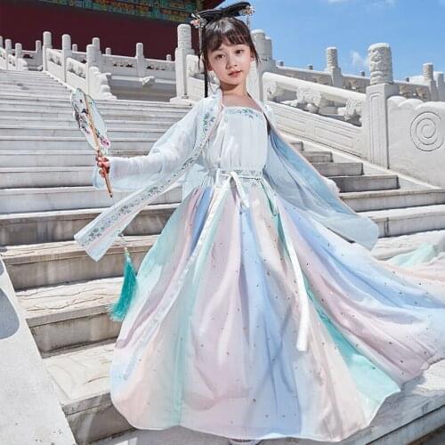 Fairy Traditional Chinese Clothing For Girls Hanfu Skirt Set Chinese Folk Dance Clothes Festival Outfits Cosplay Costume JL1942