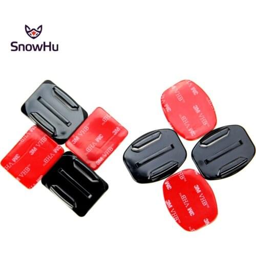 SnowHu GoPro Accessories 4 PCS Flat Curved Mount Set Sticker 3M Adhesive for Gopro Hero 9 8 7 6 5+ Yi 4K Action Camera GP10