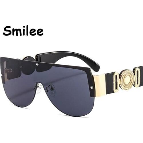 Oversized Rimless Sunglasses Luxury Designer Brown Black Sun Glasses For Men 2021 Unique Flat Top Pilot Frameless Sunglasses