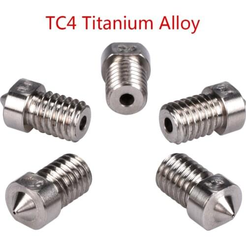 TC4 Titanium Alloy Nozzle 3D V5 V6 Nozzle RepRap J-head Hotend Bowden Extruder 3D Printer Parts 1.75MM Filament 0.3-1.0MM Nozzle