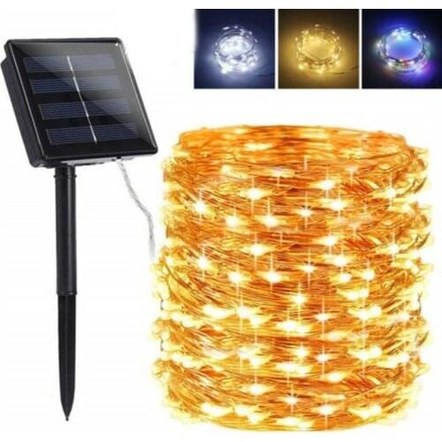 LED Solar String Light Copper Wire Fairy Lights 100/200LEDs Garden Lights Outdoor Waterproof Party Weeding Christmas Decorations
