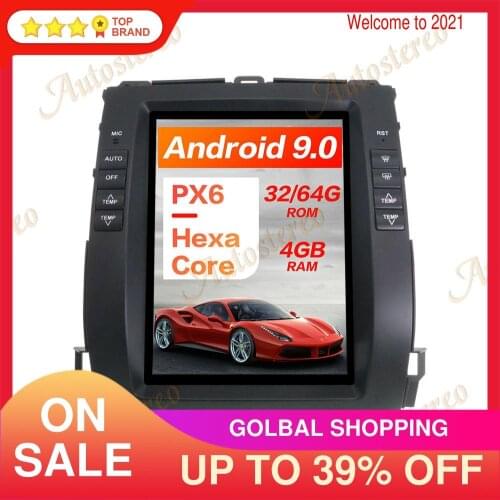 Tesla Style Android 9.0 4+64G Car Audio GPS Navigation For Toyota Land Cruiser Prado 2002-2008 Auto Head Unit Multimedia Player