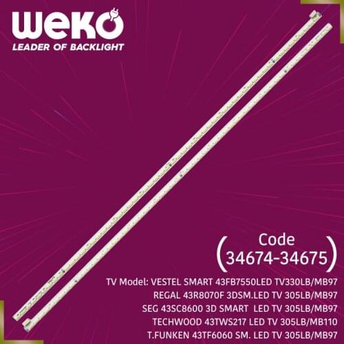 TV LED BAR- 17ELB43ULR3 7020PKG(PN) R-TYPE - 58EA L-TYPE 47.4 CM 58 LEDS TOTAL 2 PCS