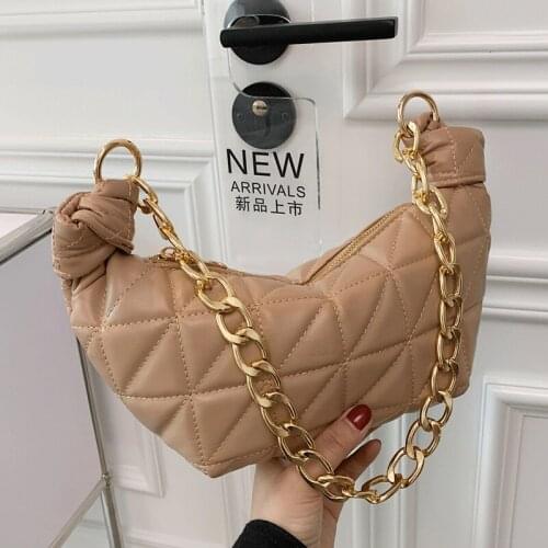 Women Leather Handbags Solid Color Ladies Hobos Bag Female Soft Leather Shoulder Bag Vintage Crossbody Bags for Girls Chain Sac