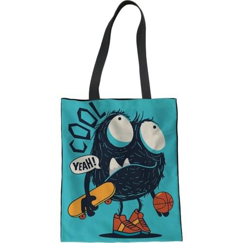 NOISYDESIGNS Handbags Custom Canvas Tote Bag Animals Printing Grocery Daily Use Reusable Cotton Travel Casual Shopping Handbags