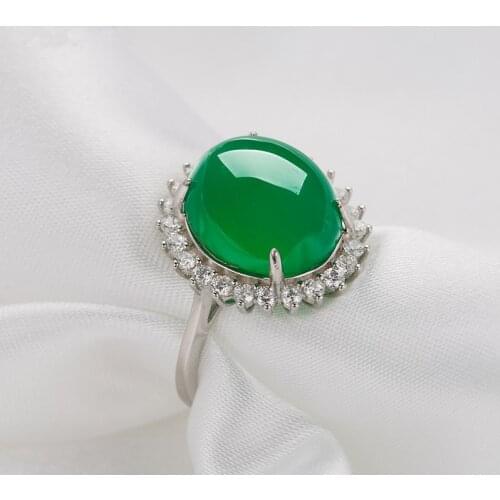 Charm Green Jade Silver 925 Ring Ethnic Vintage Emerald Gemstone Wedding Engagement Rings For Women Female Fine Jewelry Gifts
