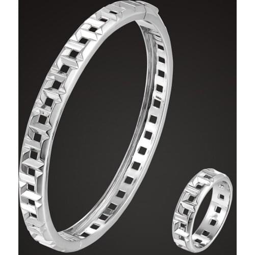 Zlxgirl copper bangle with ring sale jewelry sets for women part gift fashion womens wedding love bangle bracelet jewelry sets