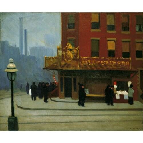 100% handmade Oil Painting reproduction on linen canvas, New York Corner by Edward Hopper,Free Shipping,High Quality