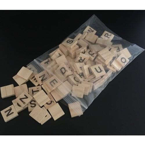 100Pcs Wood Tiles Letter Alphabet Number Craft Wooden English Words Digital Letter Puzzle Home Decoration