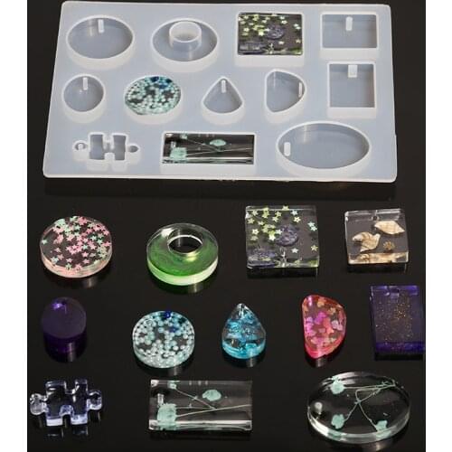 12 Shapes UV Epoxy Silicone Casting Pendant Mold DIY Handmade Jewelry Making Earrings Pendant Mould Supplies For Jewelry