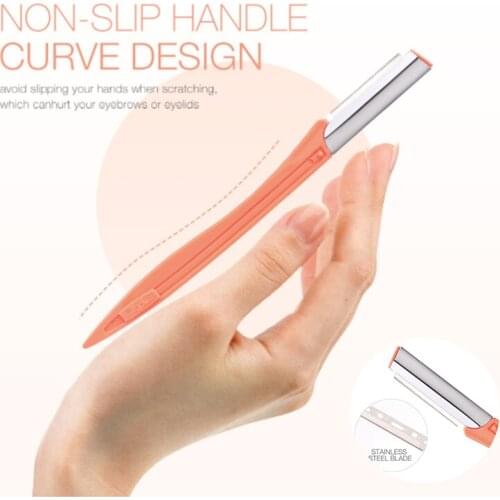 OT&T 2pcs Portable Eyebrow Shaver Eyebrow Trimmer Shaper Makeup Facial Hair Remover Blade Razor Makeup Eyebrow Tools